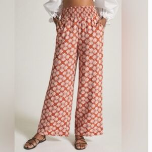 Maeve Anthropologie Seashell Printed Wide-Leg Pants Medium